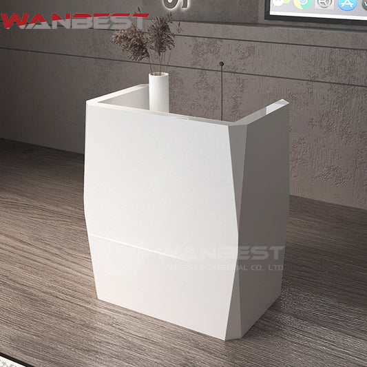 Diamond Reception Desk: Minimalist White for High-end Offices