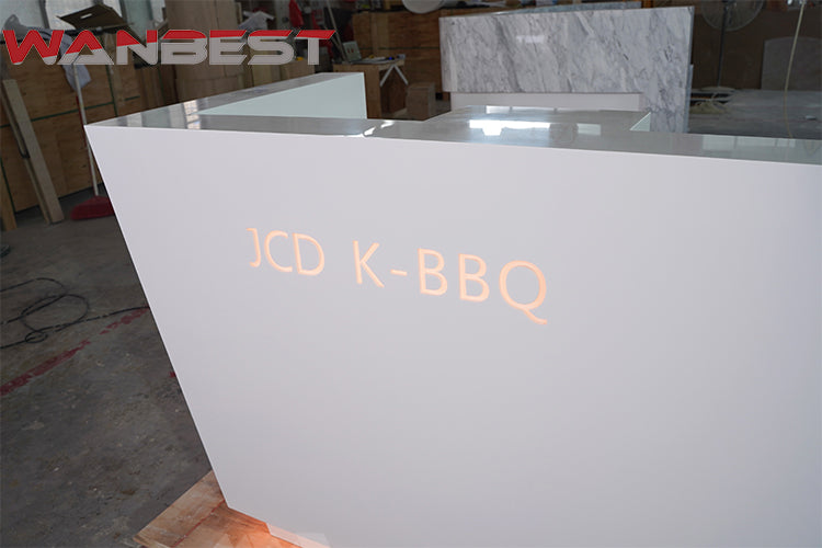 Artistic LED Lighting Reception Desk: Luxurious solid surface